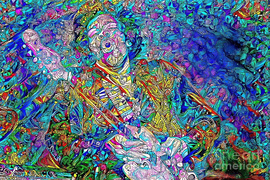 Jimi Hendrix in Contemporary Psychedelic Colors 20201120 Photograph by Wingsdomain Art and Photography