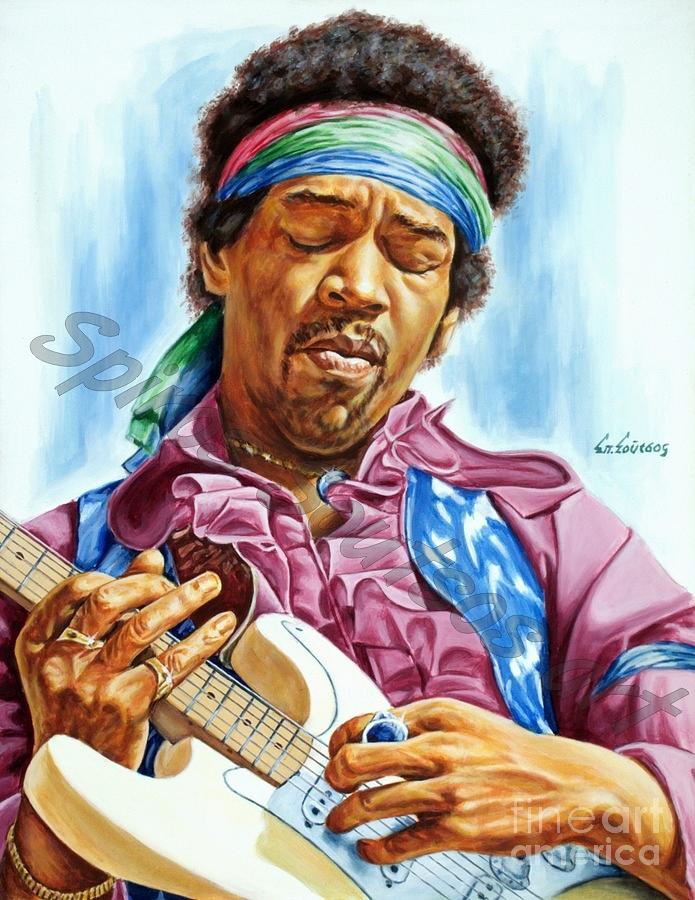 Jimi Hendrix Original Portrait Painting Painting by Star Portraits Art