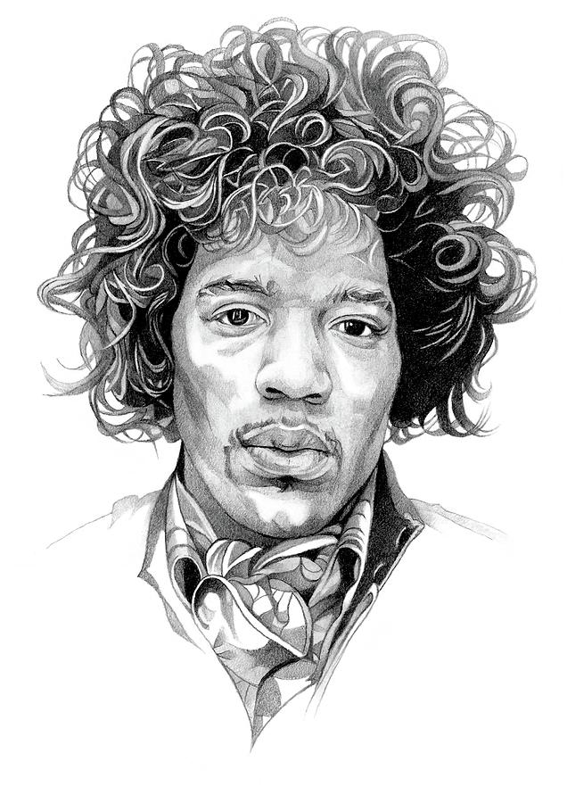 Jimi Hendrix Pencil Drawing Drawing by Matthew Hack - Fine Art America