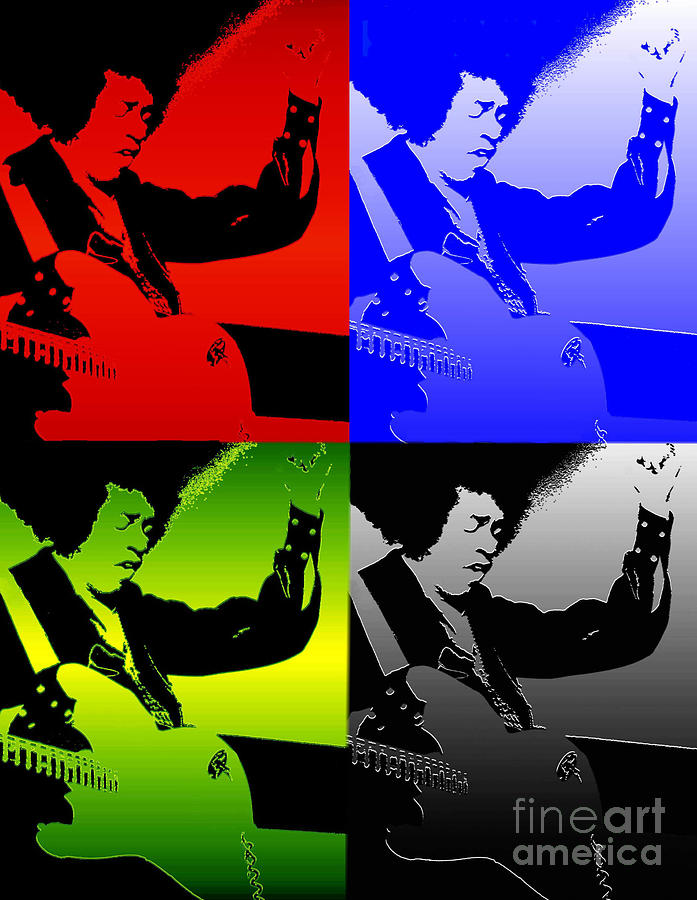 Jimi Hendrix pop art Mixed Media by David Lee Thompson