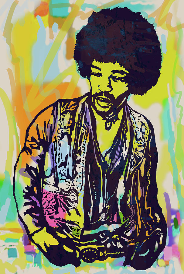 Jimi Hendrix - Pop Arts Poster Mixed Media by Kim Wang - Pixels