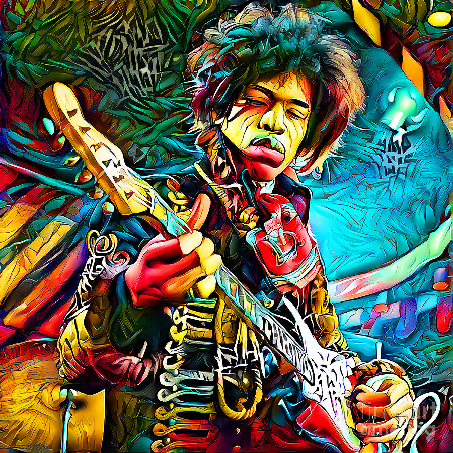 Jimi Hendrix Photograph - Jimi Hendrix Psychedelic 60s Acid Trip 20201230 square by Wingsdomain Art and Photography