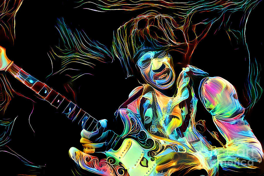 Jimi Hendrix Psychedelic Electric Art 20220317 v2 Painting by Wingsdomain Art and Photography