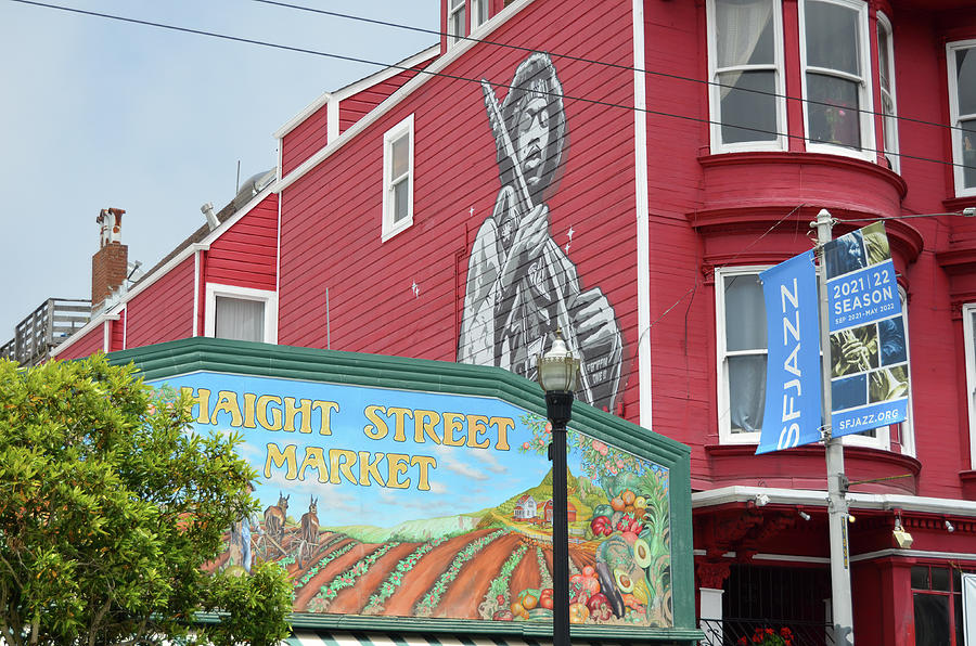 Jimi Hendrix Red House Over Haight Street Market San Francisco Photograph by Shawn OBrien