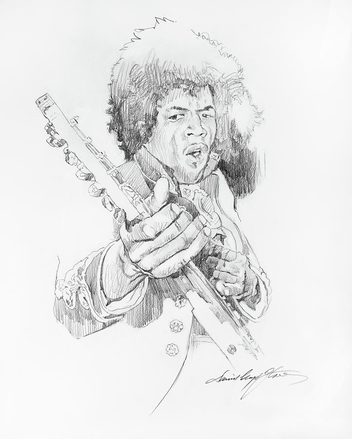 Jimi Hendrix Sketches Of Music Drawing by David Lloyd Glover