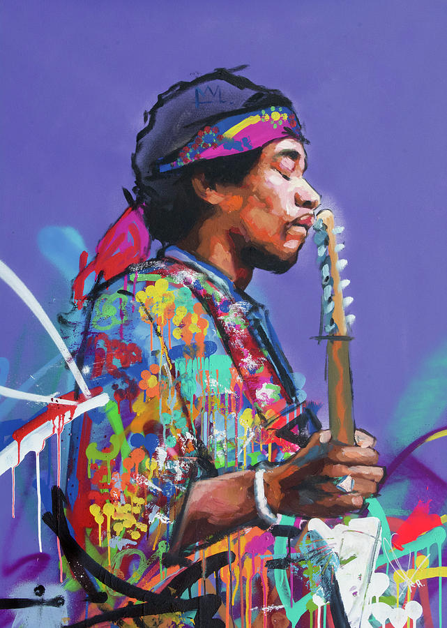 Jimi Hendrix V Painting by Richard Day