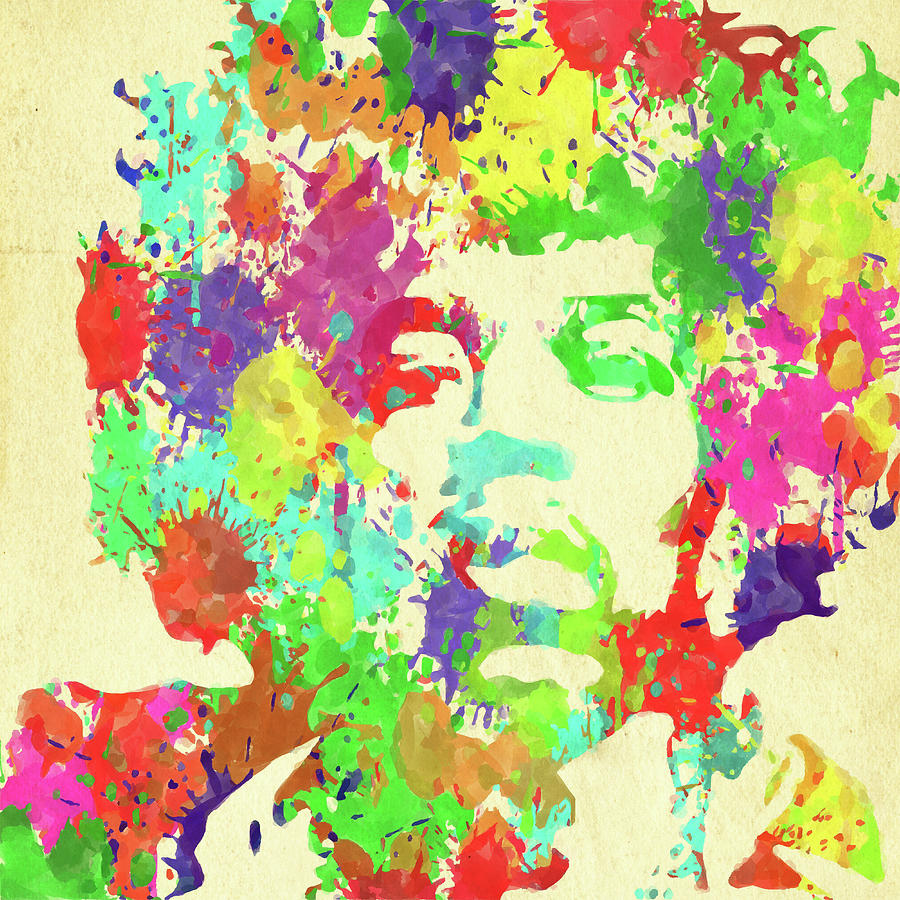 Jimi Hendrix Watercolor Photograph