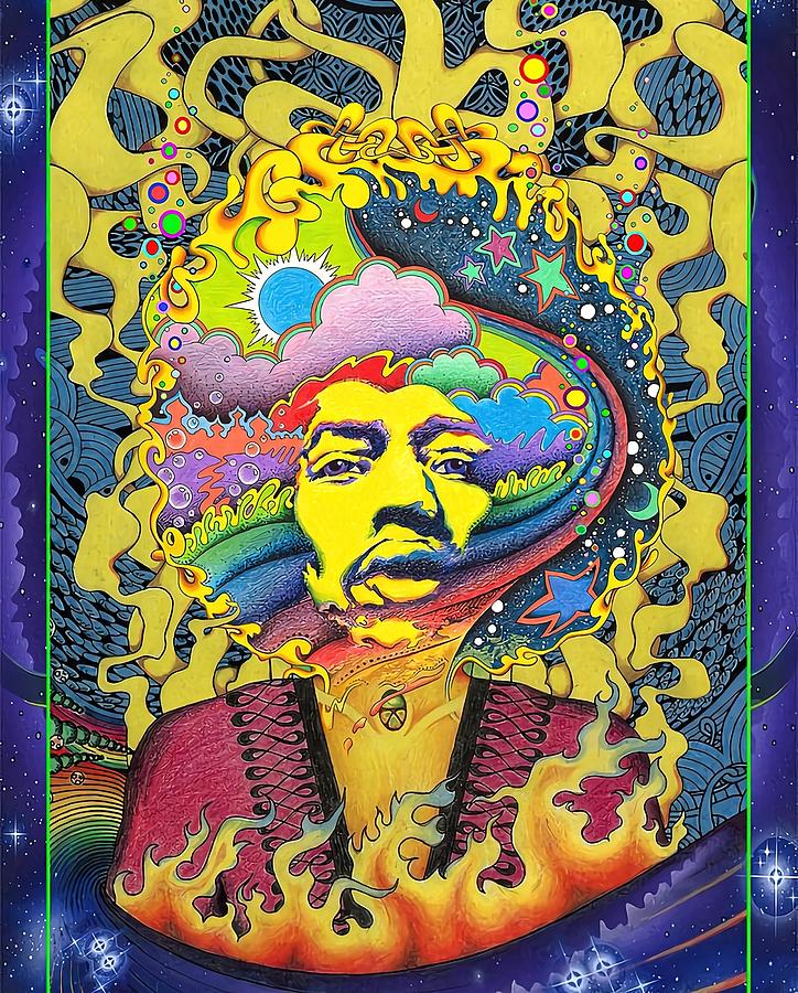 JimiHendrix Rainbow King Painting by Lisa Jeremy - Fine Art America