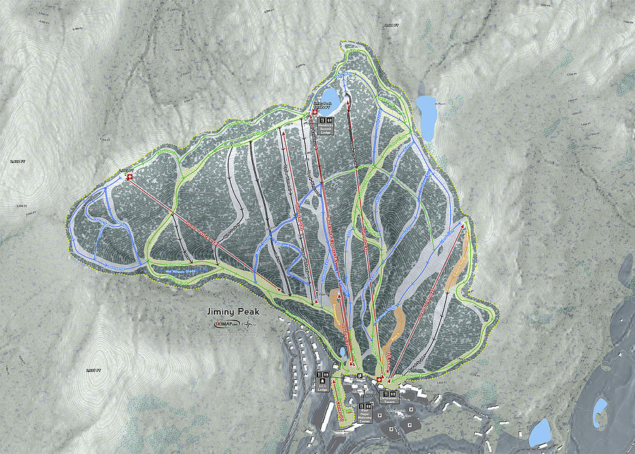 Jiminy Peak Ski Resort Map Digital Art by Powder Addicts