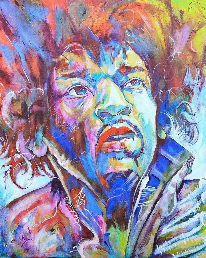 Realistic Painting - Jimmi Hendrix  by Sumesh Cs