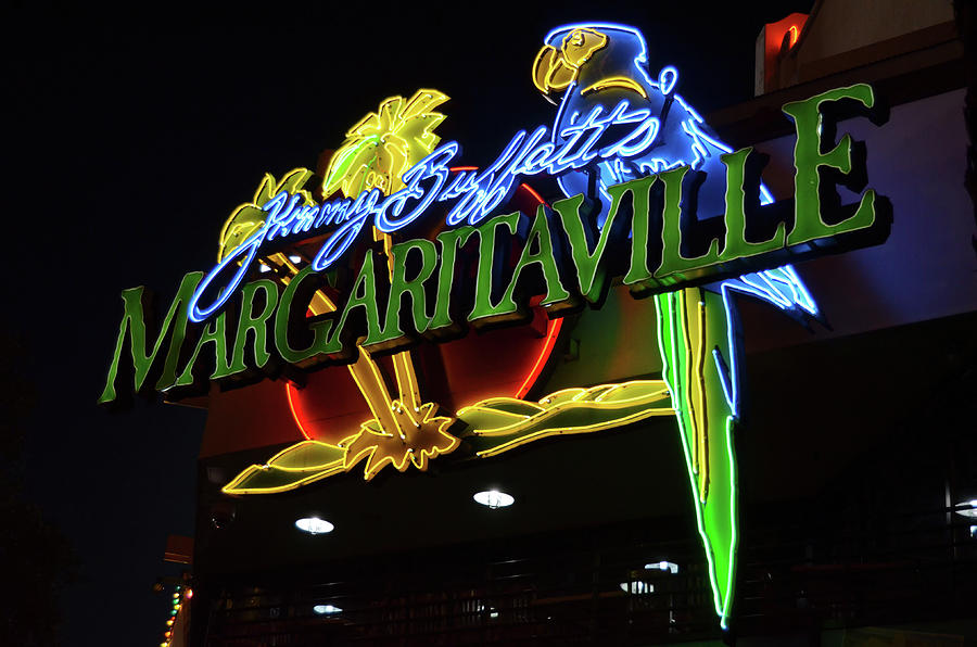 Jimmy Buffett Margaritaville Colorful Neon Sign Las Vegas Strip Photograph by Shawn OBrien