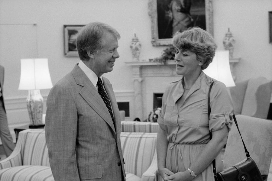 Jimmy Carter and Geraldine Ferraro - Oval Office - 1978 Photograph by War Is Hell Store