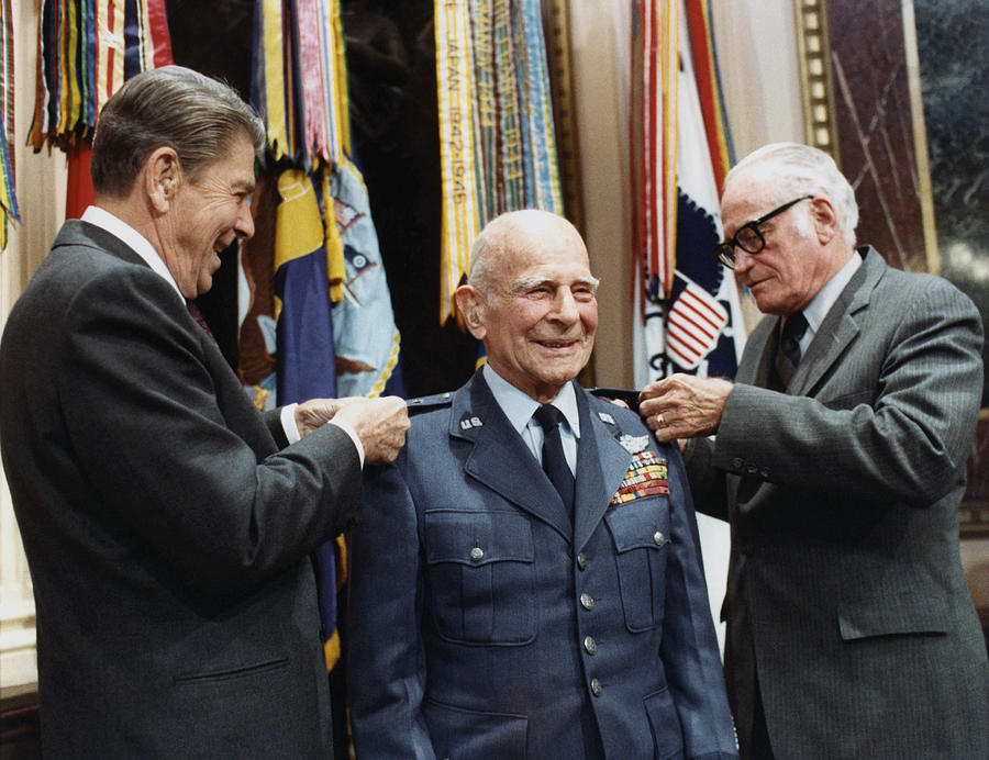 Jimmy Doolittle Receiving His Fourth Star - 1985 Photograph by War Is Hell Store