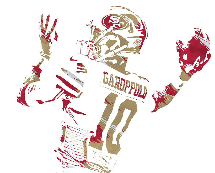 Jimmy Garoppolo SAN FRANCISCO 49ERS WATERCOLOR STROKES PIXEL ART 3 by Joe  Hamilton