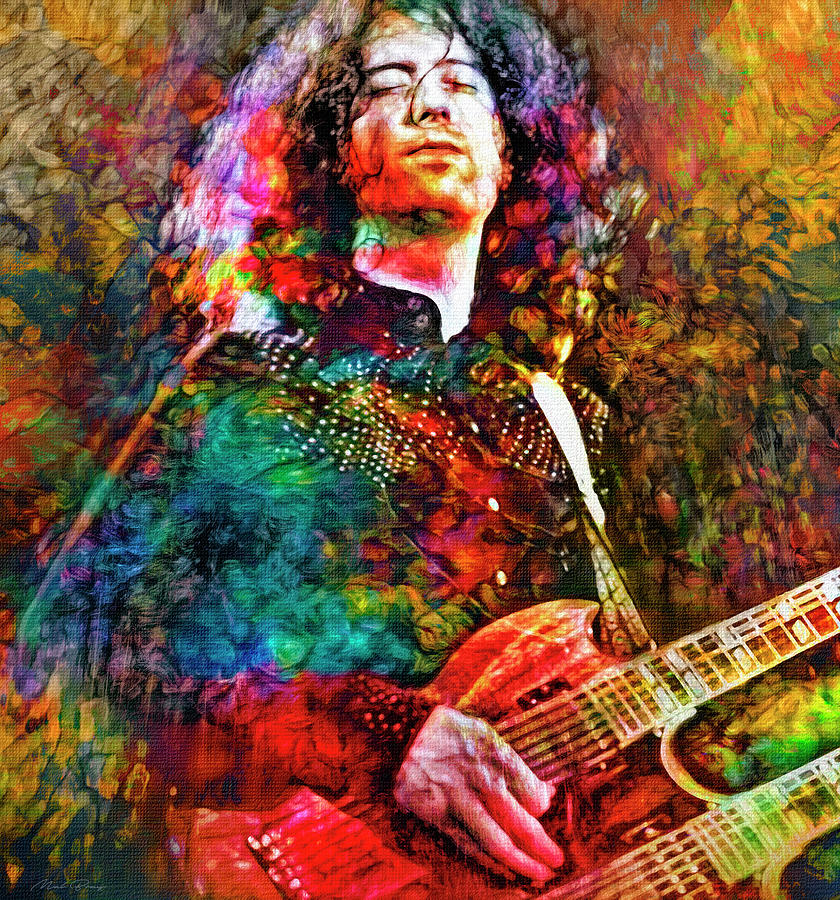 Jimmy Page Mixed Media - Jimmy Page Led Zeppelin Live by Mal Bray