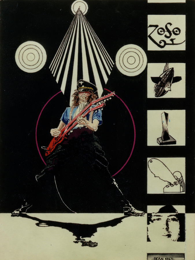 Jimmy Page Live Drawing by Sean Connolly
