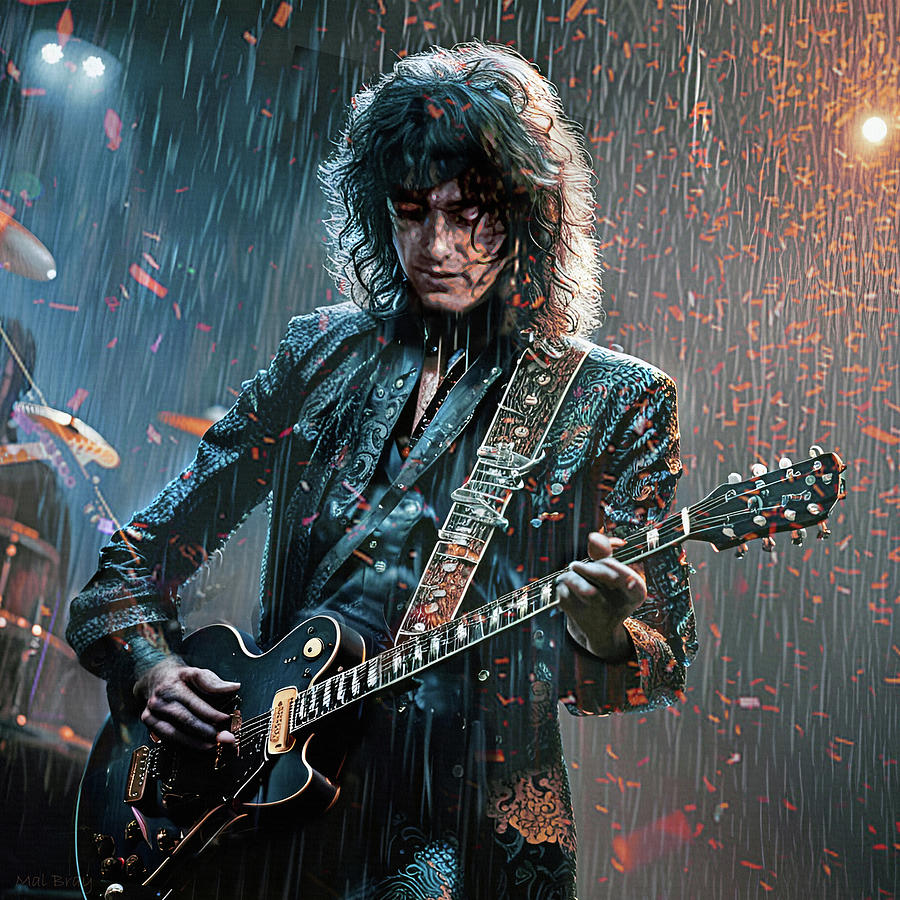 Jimmy Page The Rain Song Digital Art by Mal Bray