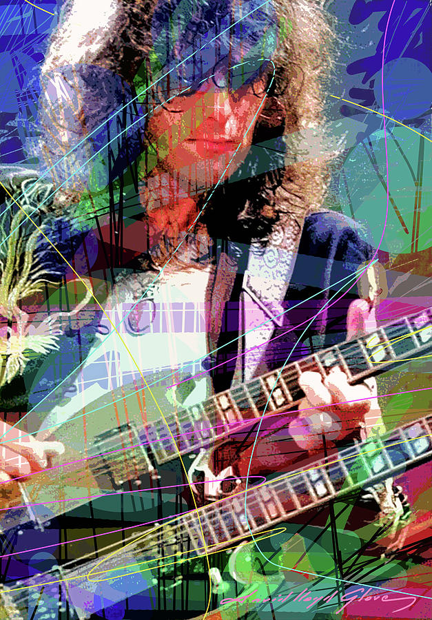 Jimmy Page Zep Painting by David Lloyd Glover