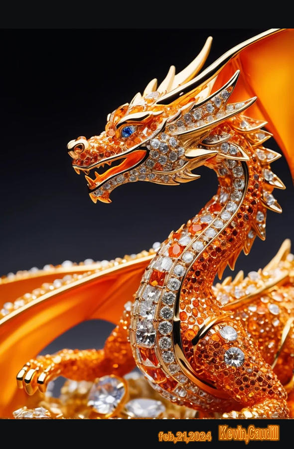 Jing Bling Dragon  Digital Art by Kevin Caudill