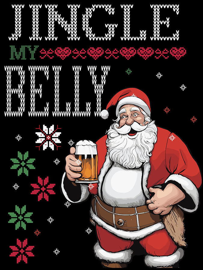 Jingle Santa Claus Belly Beer Digital Art by Long Shot