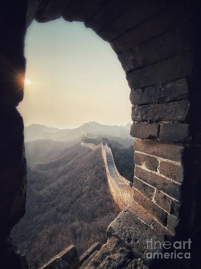 Sunset Photograph - Jinshanling Great Wall by Iryna Liveoak