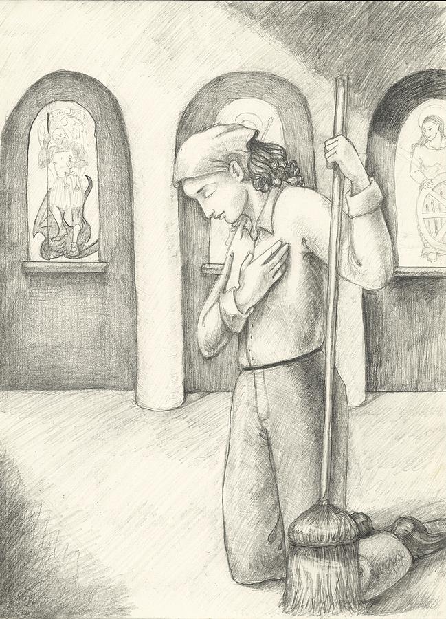 Joan Cleans The Church Drawing