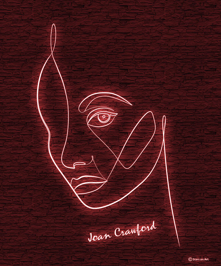 Joan Crawford Digital Art - Joan Crawford neon portrait by Movie World Posters