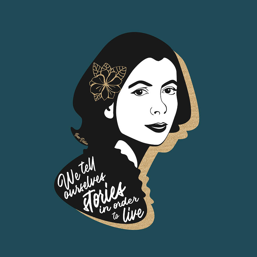 Inspirational Digital Art - Joan Didion Graphic Quote II - Teal by Ink Well