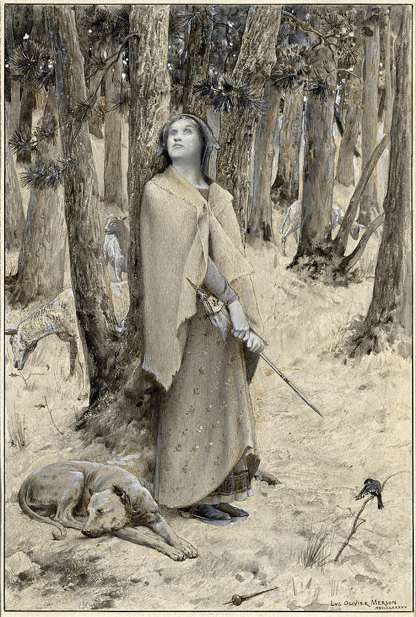 Luc Olivier Merson Drawing - Joan of Arc Hearing the Voices by Luc Olivier Merson