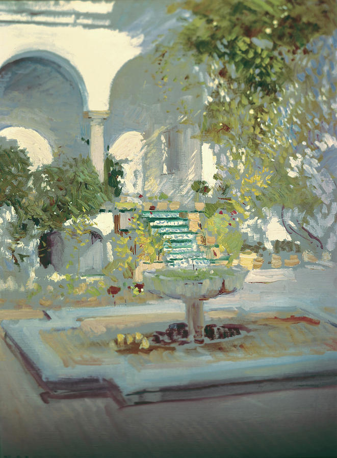 Joaquin Sorolla/ Garden of the artists house. Painting by Joaquin Sorolla -1863-1923-