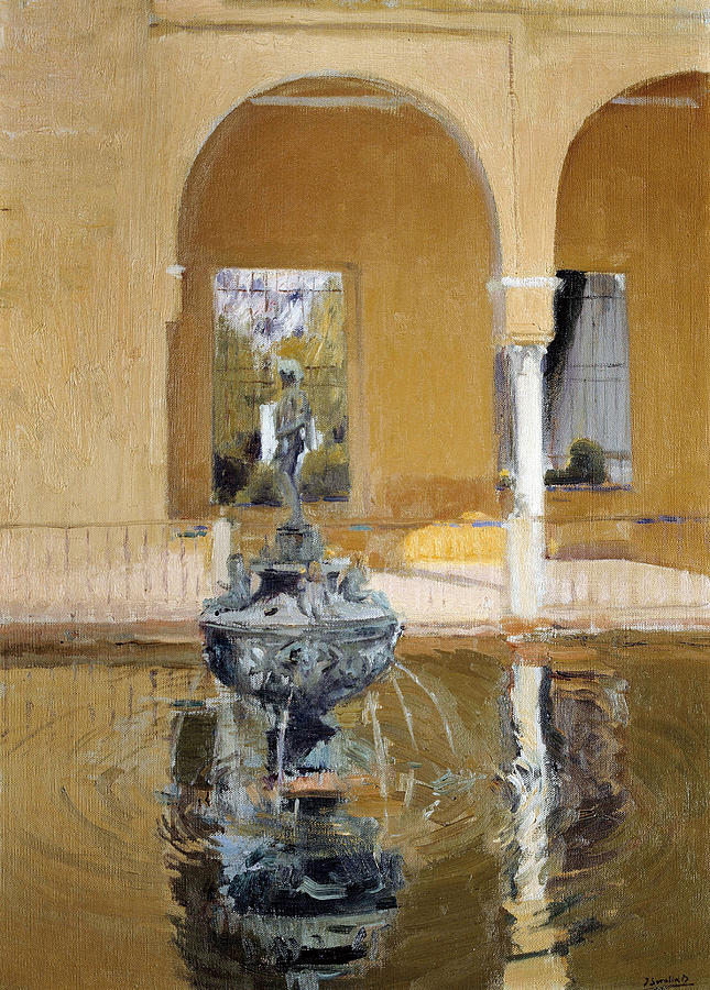 Joaquin Sorolla/ Gardens Of The Alcazar In Seville. Pons Sorolla Collection. Painting by Joaquin Sorolla -1863-1923- Joaquin Sorolla/ Gardens Of The Alcazar In Seville. Pons Sorolla Collection. Painting by Joaquin Sorolla -1863-1923-