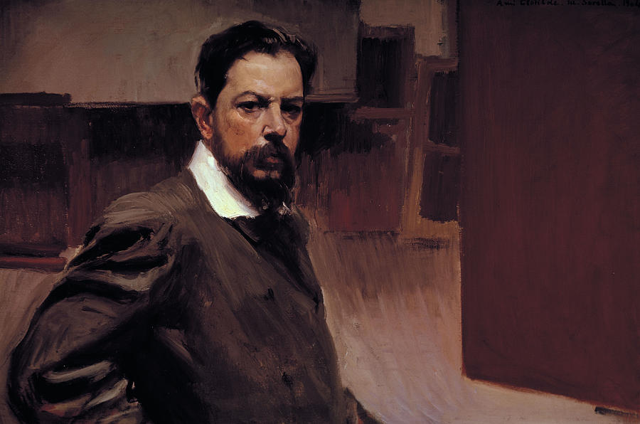 Joaquin Sorolla, Selfportrait I, oil on canvas, 1904. Painting by Joaquin Sorolla -1863-1923-