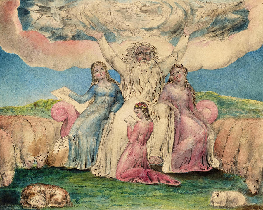 Job and His Daughters, 1757-1827 Painting by William Blake - Fine Art  America