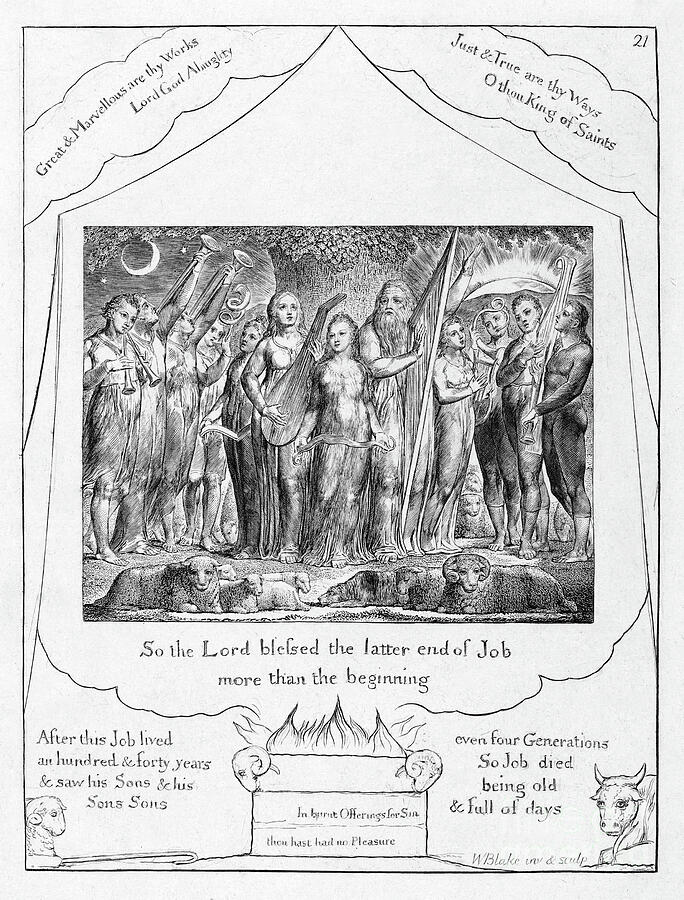 Job and His Wife Restored to Prosperity, 1825 Drawing by William Blake - Granger Historical Picture Archive Job and His Wife Restored to Prosperity, 1825 Drawing by William Blake - Granger Historical Picture Archive