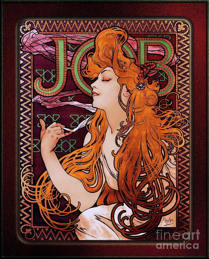 JOB by Alphonse Mucha Art Nouveau Vintage Old Masters Reproduction Painting by Rolando Burbon