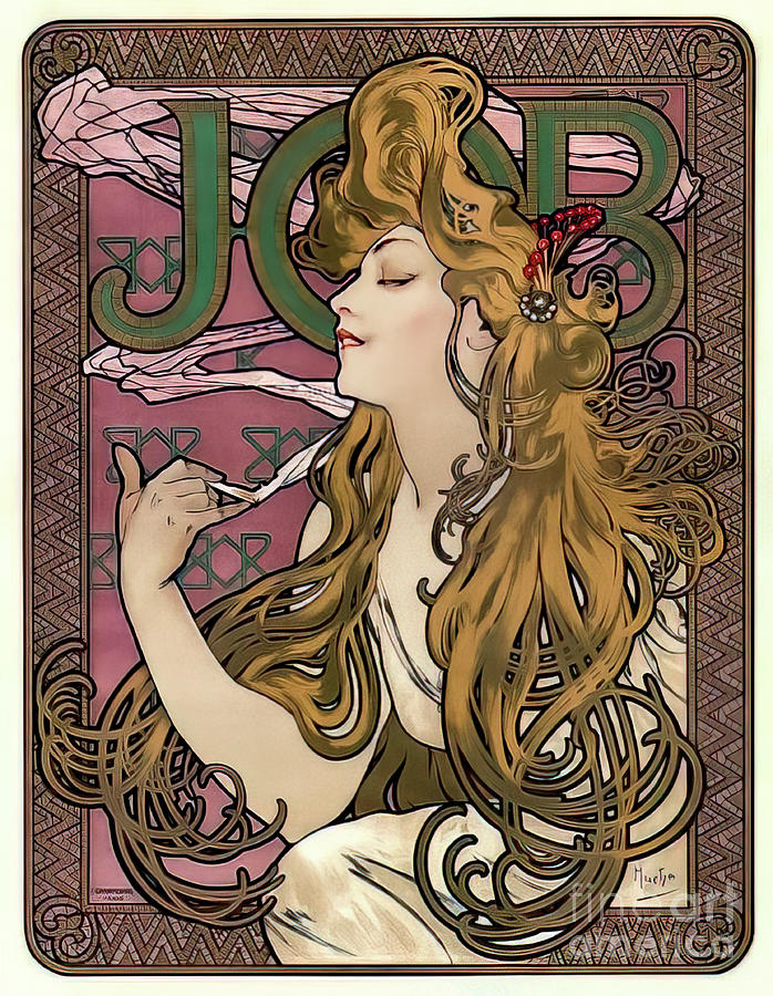 Job Cigarette Paper Advertising Poster By Alphonse Mucha 1896 Drawing By M G Whittingham Fine 