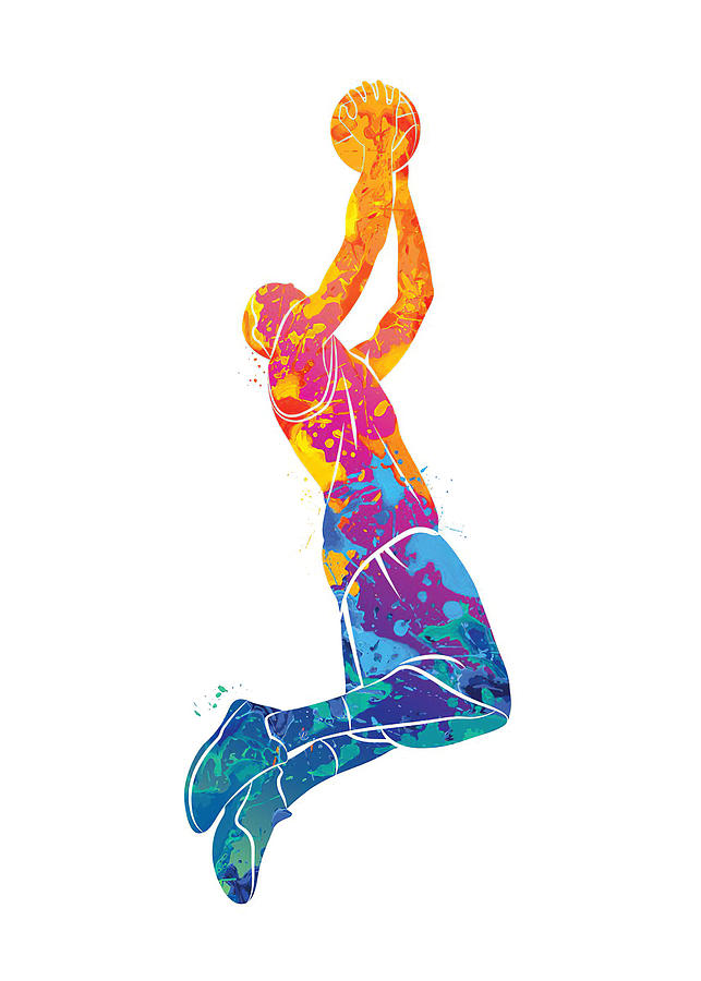 Job Coach Watercolor Basketball Digital Art by Morein Mahoney | Fine ...