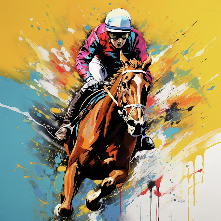 Horse Digital Art - Jockey Pop Art by Imagine ART