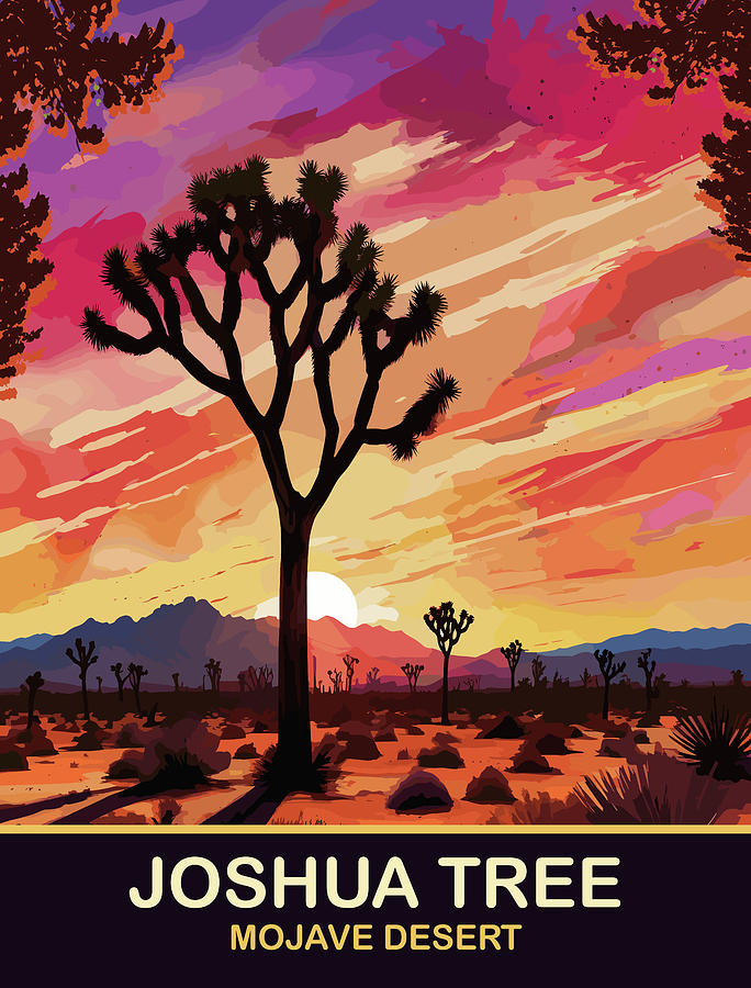 Sunset Digital Art - Jodhua Tree, Mojave Desert by Long Shot