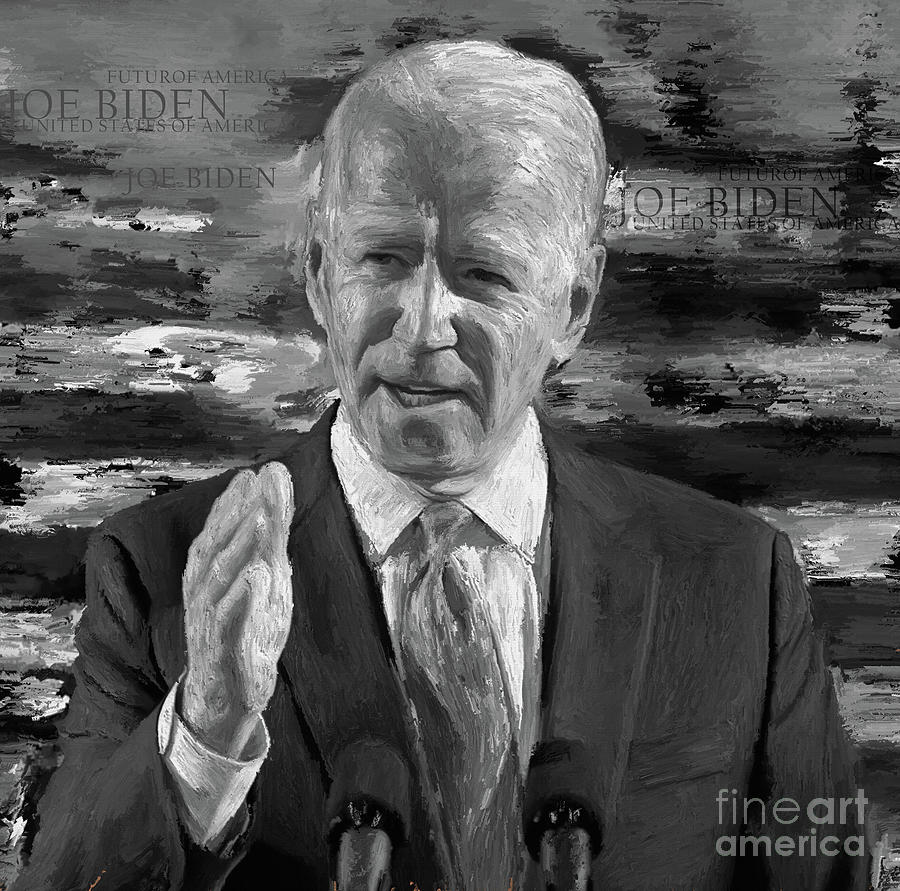 Joe Biden Black and White  Painting by Gull G
