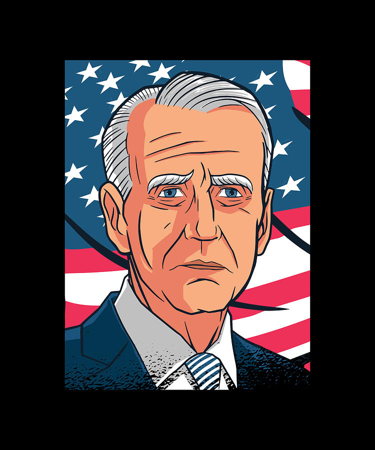 Joe Biden portrait with US flag background Digital Art by Norman W | Pixels
