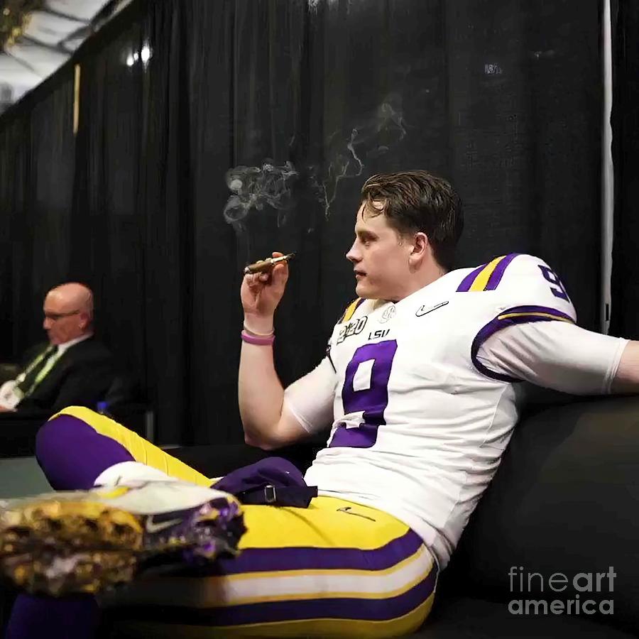 Joe Burrow LSU Smoking Cigar Poster