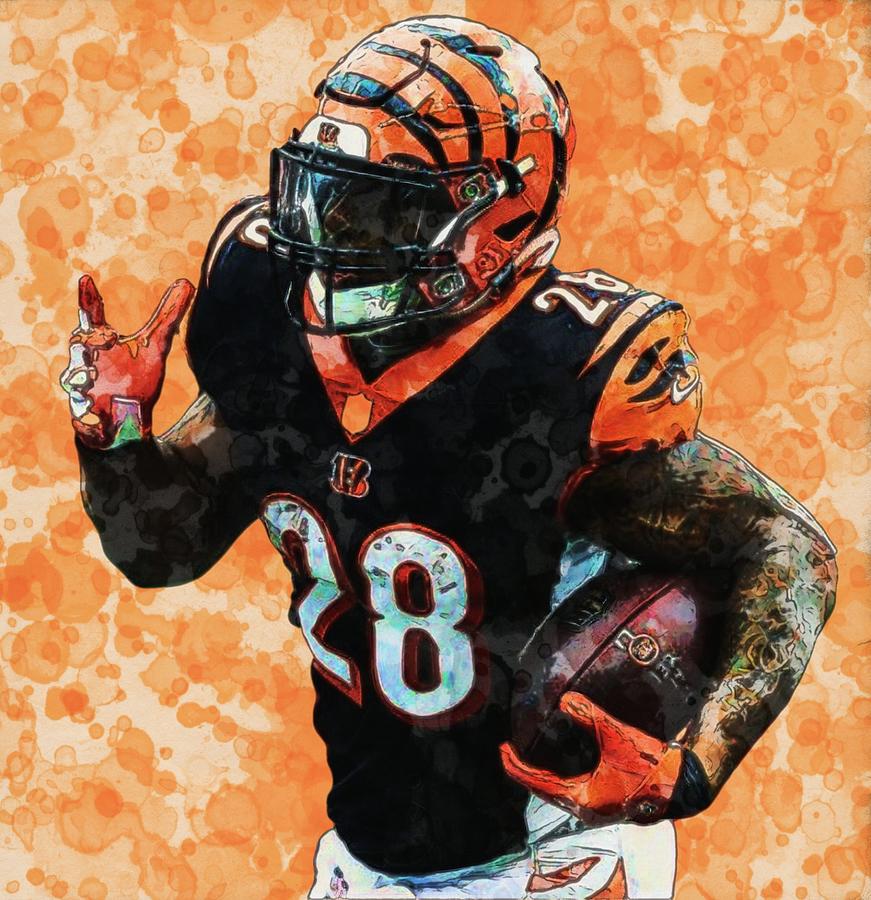 Joe Mixon Bengals RB Digital Art by Bob Smerecki - Fine Art America