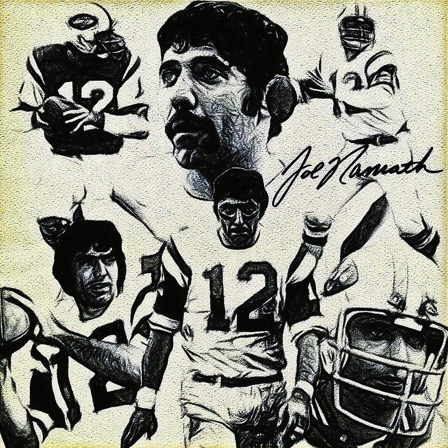 Joe Namath Collage Digital Art by Bob Smerecki - Pixels