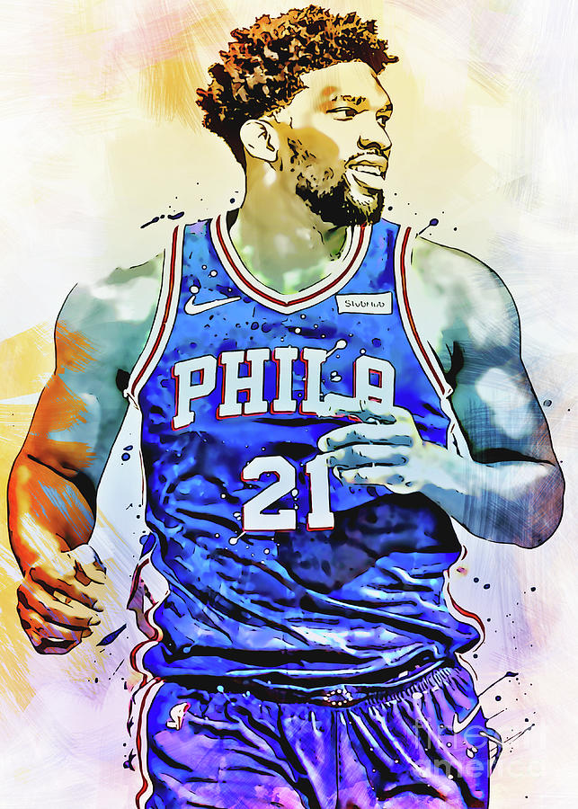 Joel Embiid Philadelphi Painting by Kun Funny - Fine Art America