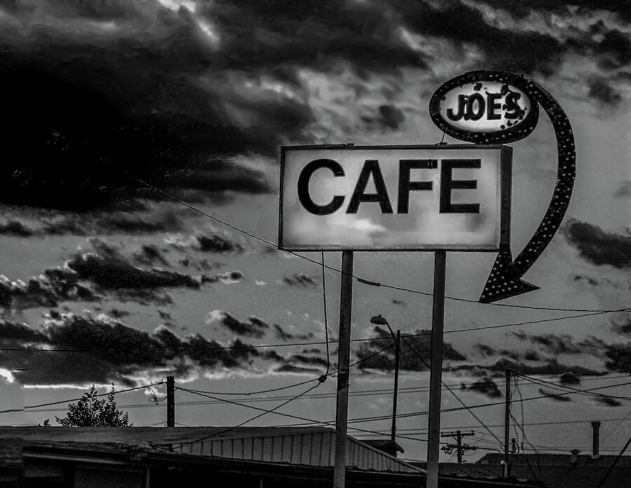Vintage Photograph - Joes Cafe in Black and White by Matthew Bamberg