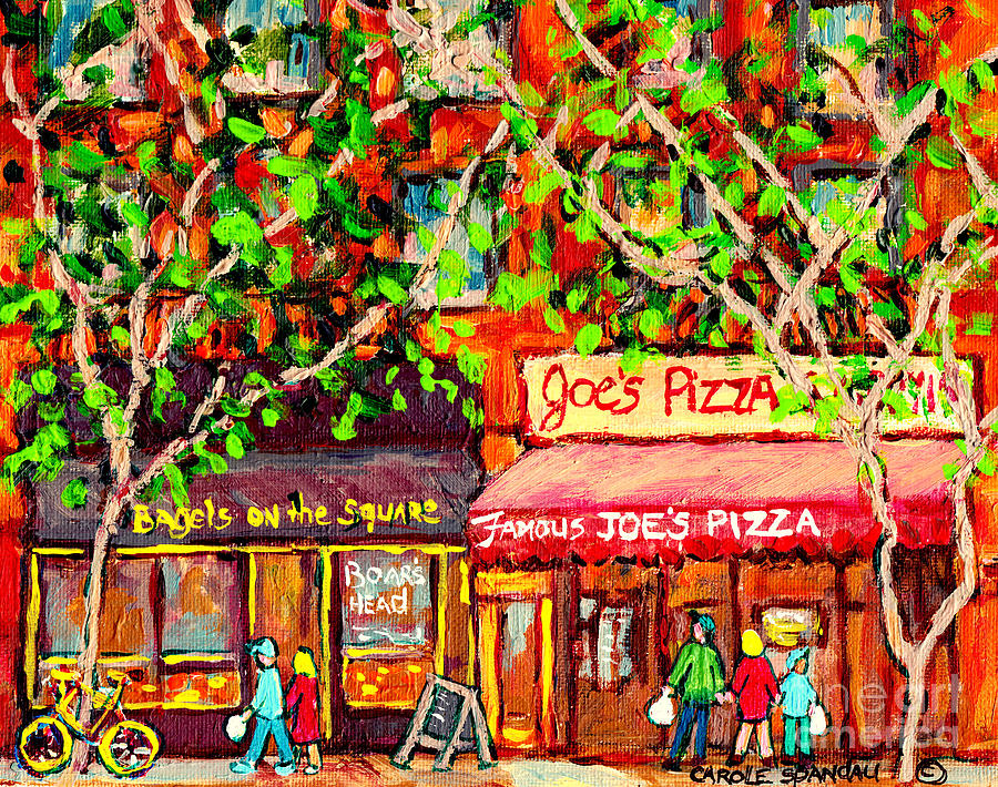 Joes Pizza And Bagels On The Square Greenwich Village C Spandau Paints Best Nyc Diners American Art Painting by Carole Spandau