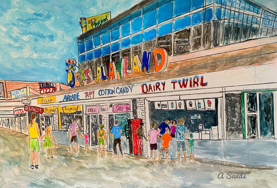 Joes Playland Salisbury Beach Painting by Anne Sands