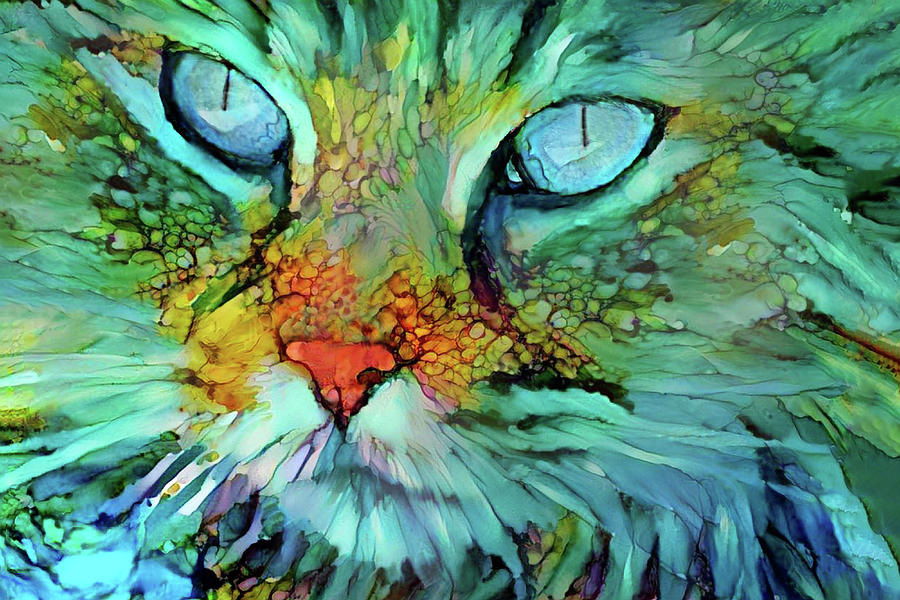 Cat Digital Art - Joey the Long Haired Tabby Cat by Peggy Collins