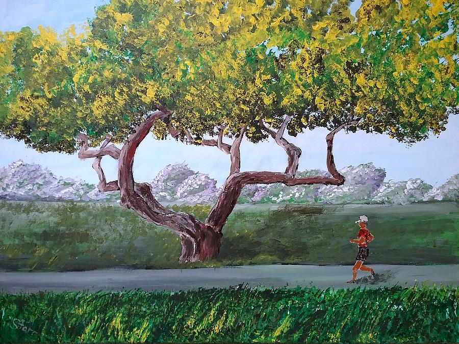 Jogging Down A Country Road Painting